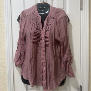 Elegant Dusty Rose Button-Up Blouse